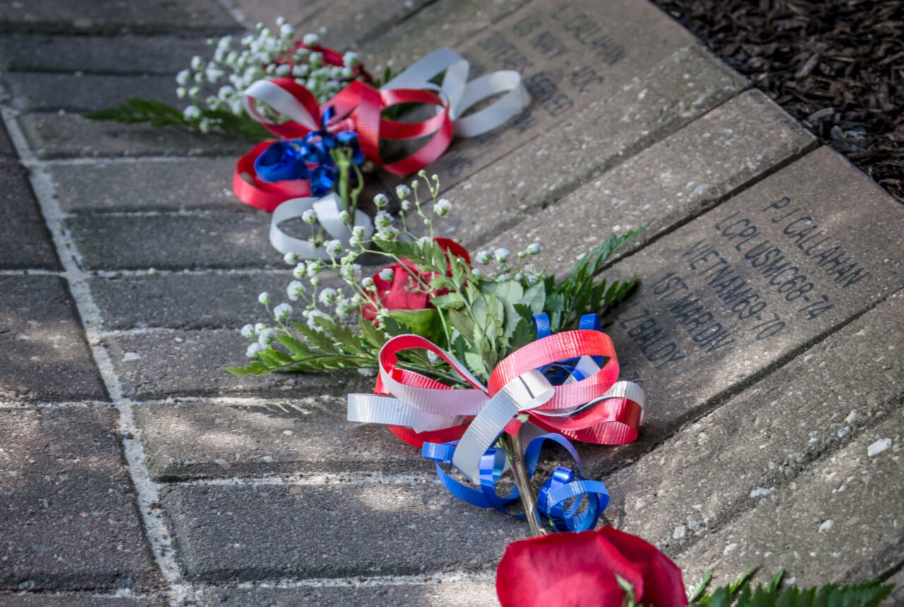Memorial pavers at Veterans Memorial