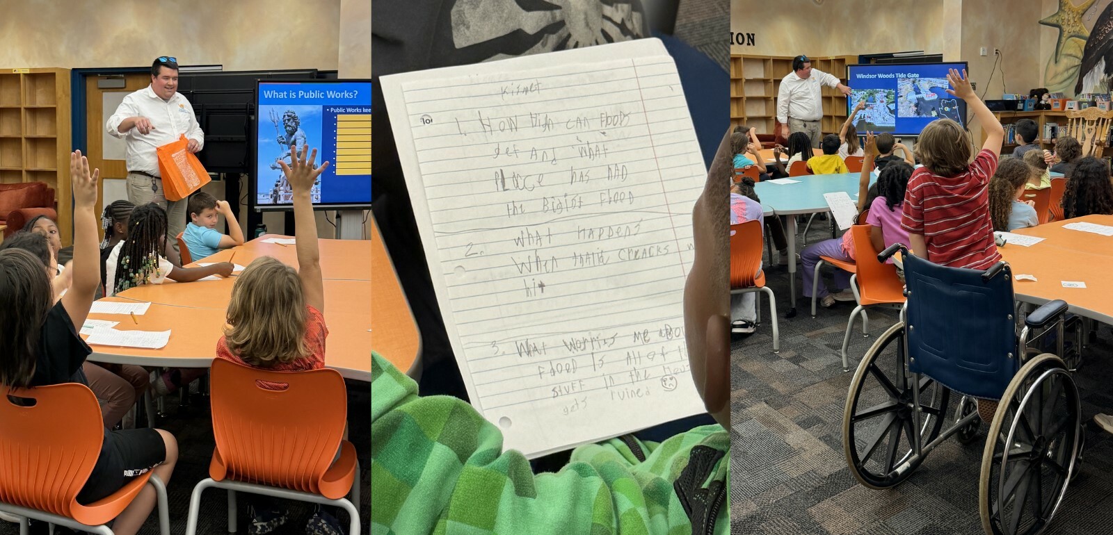 Collage of Thalia Elementary 4th graders engaged in learning and taking notes