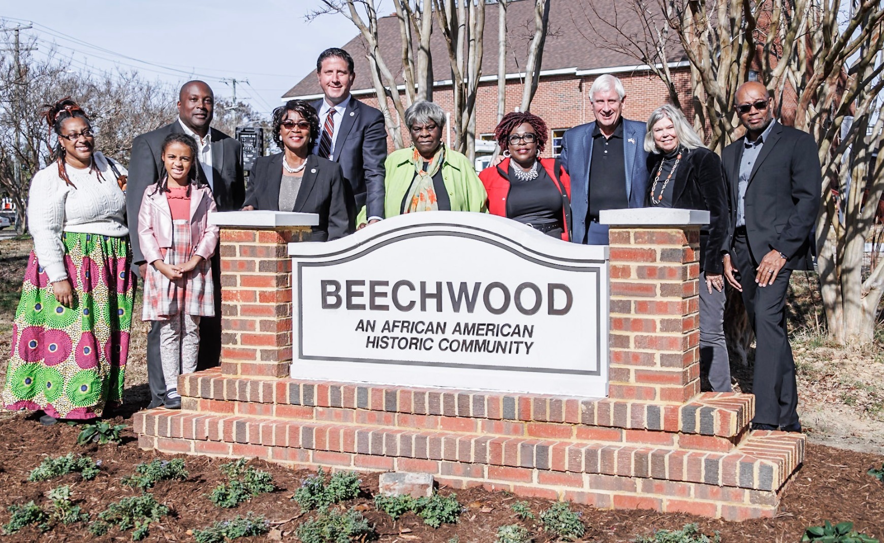 Photo from dedication ceremony of Beechwood Neighborhood sign