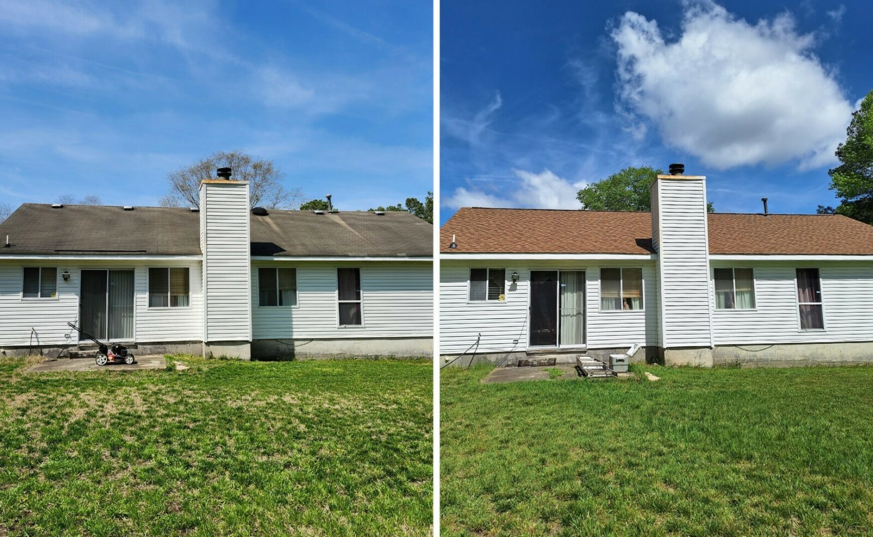 Before and after exterior improvements to home