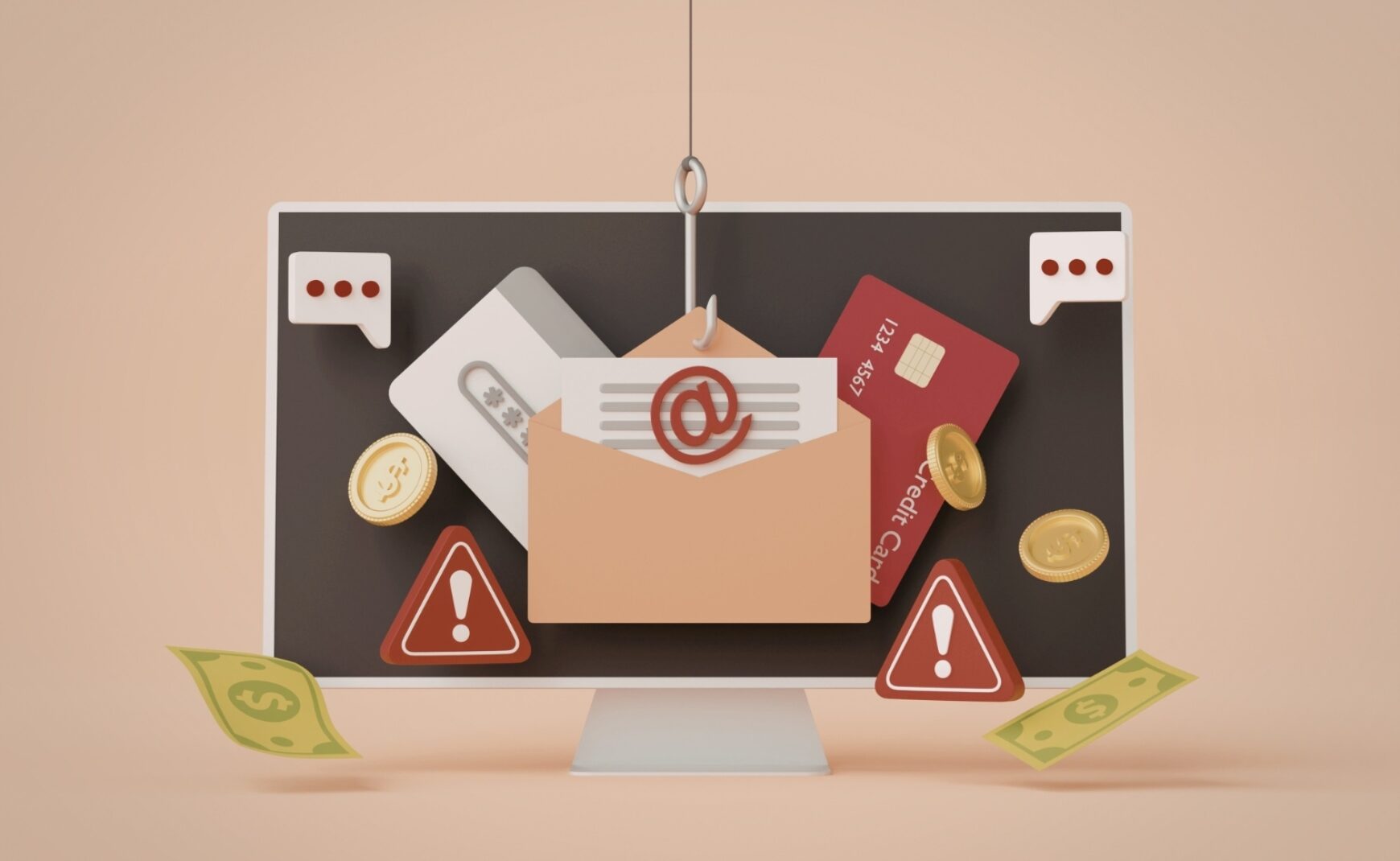 Email envelop on fishing hook