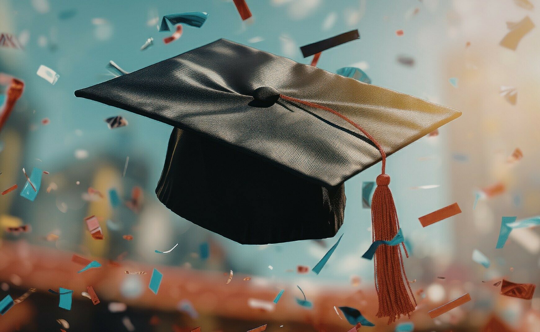 Graduation cap with confetti