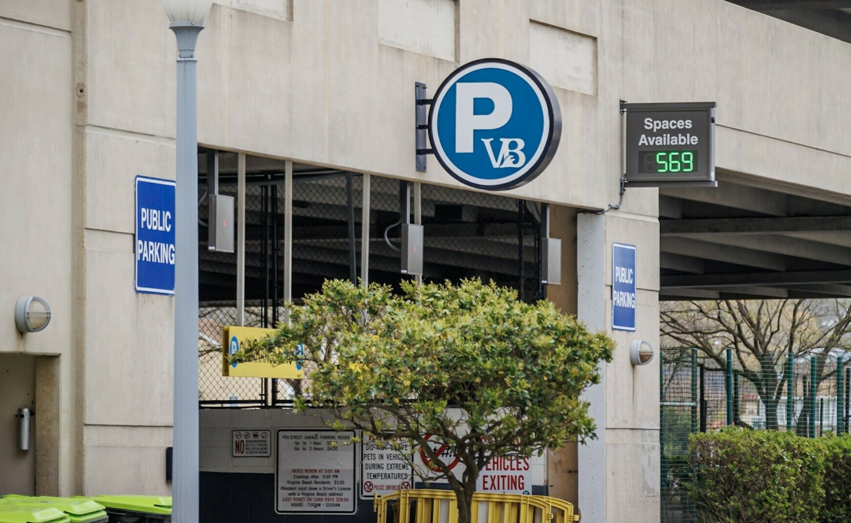 Public Parking signage on parking garage