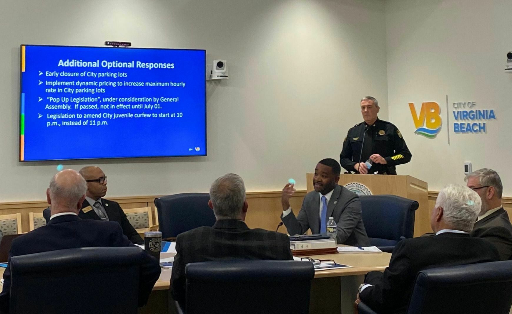 Virginia Beach Police Chief Neudigate presents to City Council