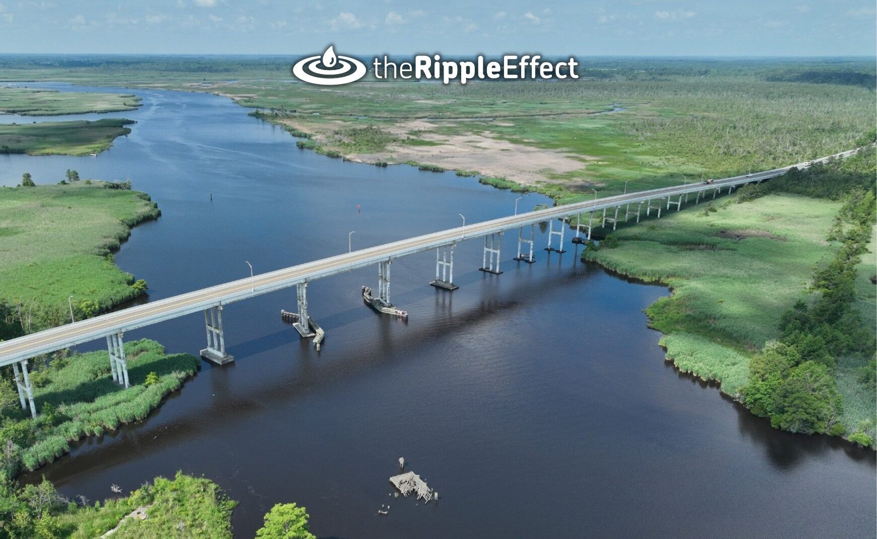 Aerial view of Pungo Ferry Bridge