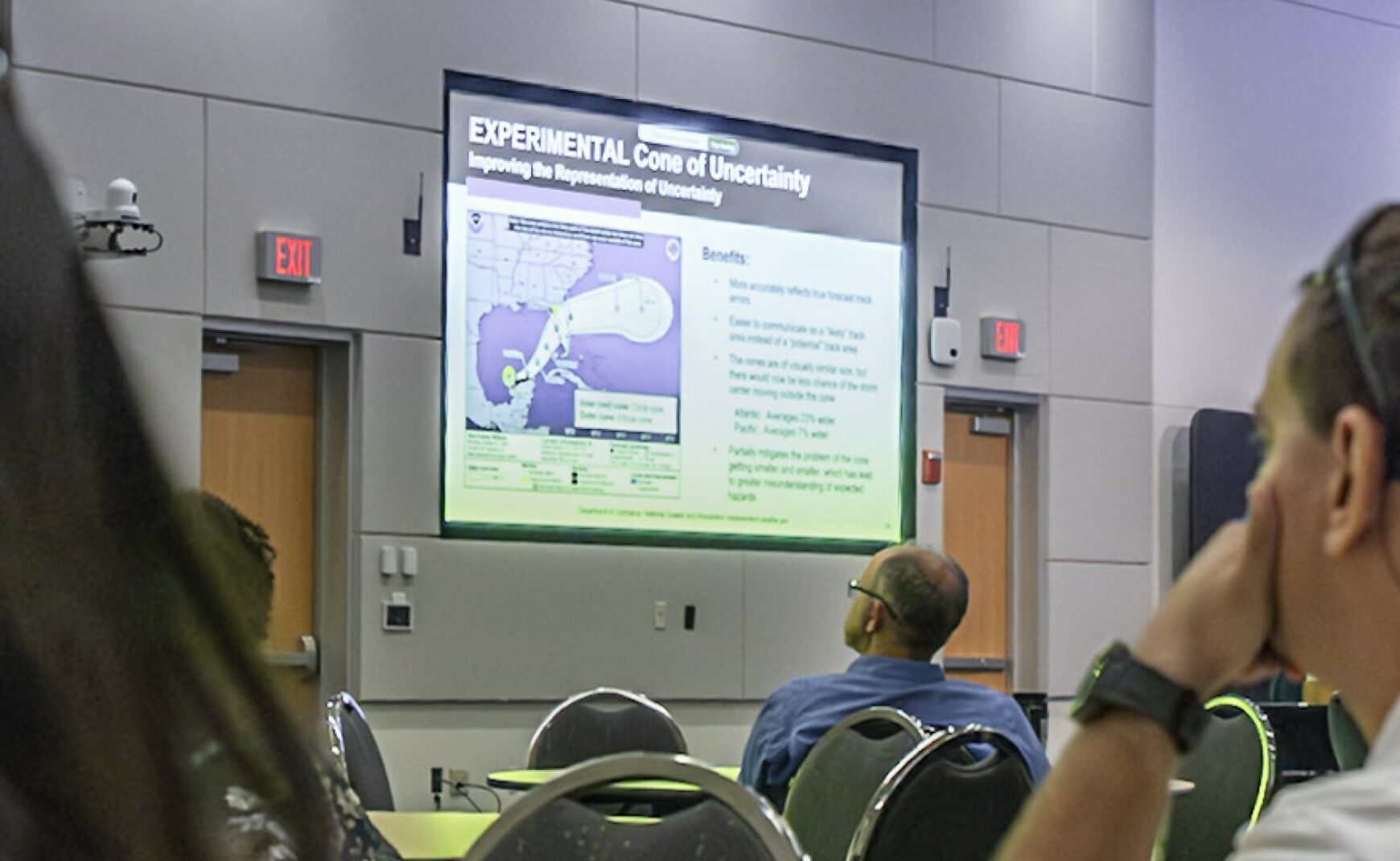 Training attendees viewing powerpoint on emergency preparedness