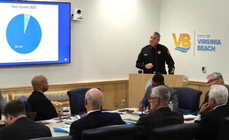 Virginia Beach Police Chief Paul Neudigate presents to City Council