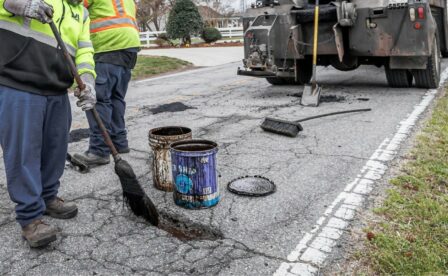 Filling pothole