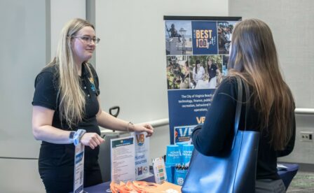 Women chatting at Career Fair