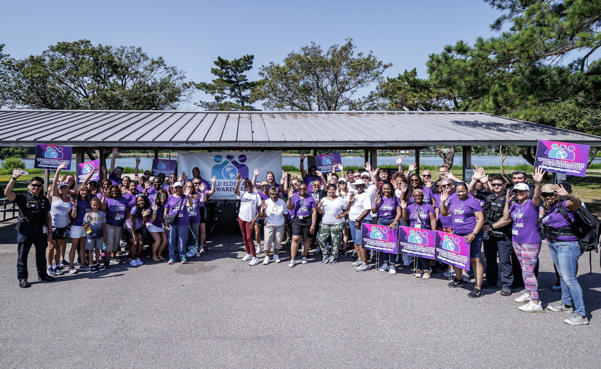 Group photo of participants at elder abuse walk