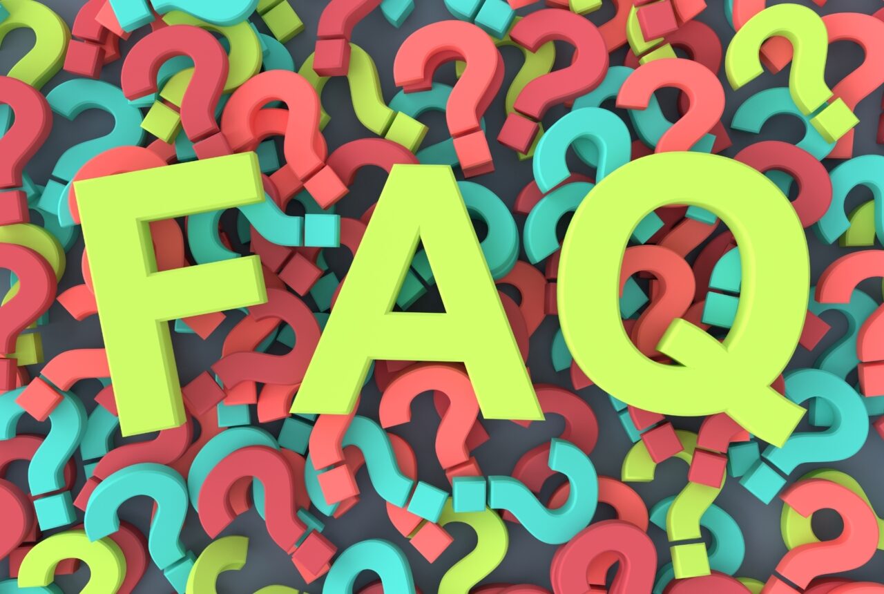 FAQ letters on top of question marks