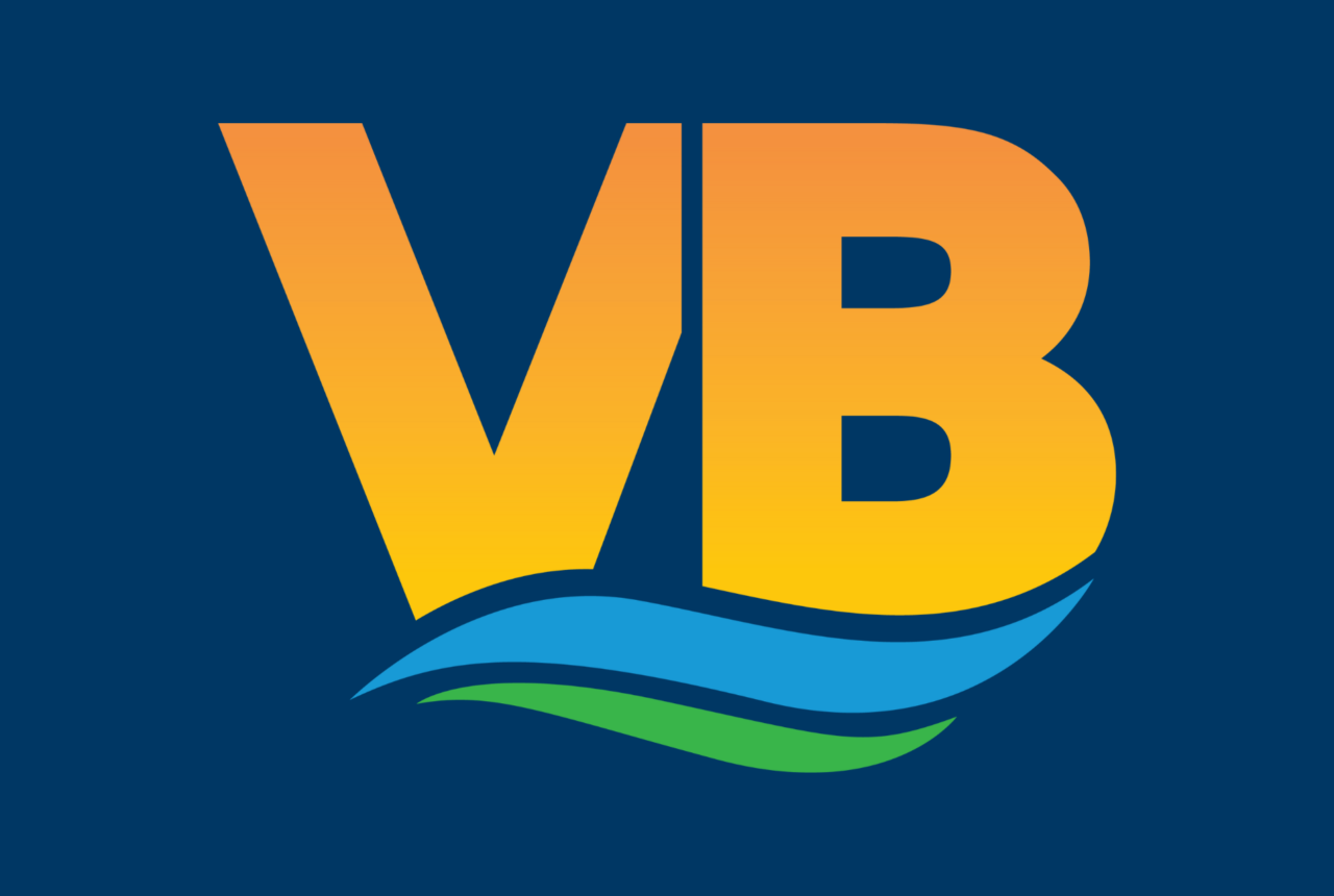 VB logo on blue background