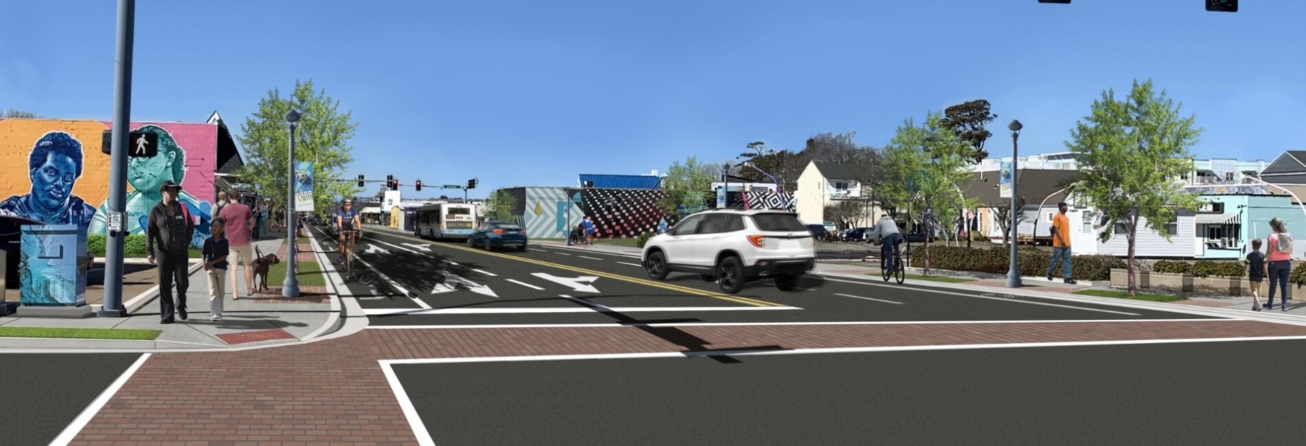 17th Street intersection rendering with improved streetscapes and crosswalks