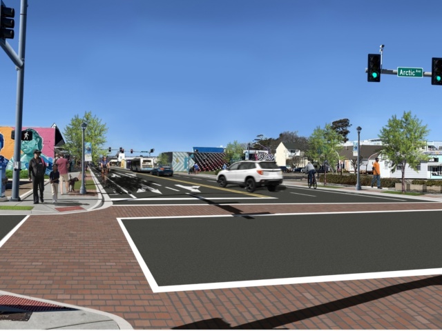 17th Street intersection rendering with improved streetscapes and crosswalks