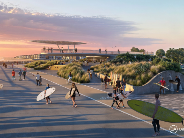 Rudee Park rendering at sunrise looking south