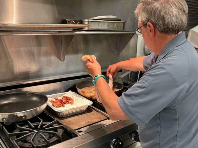 EMS leadership cooked breakfast for providers on and coming off their shifts early in the morning