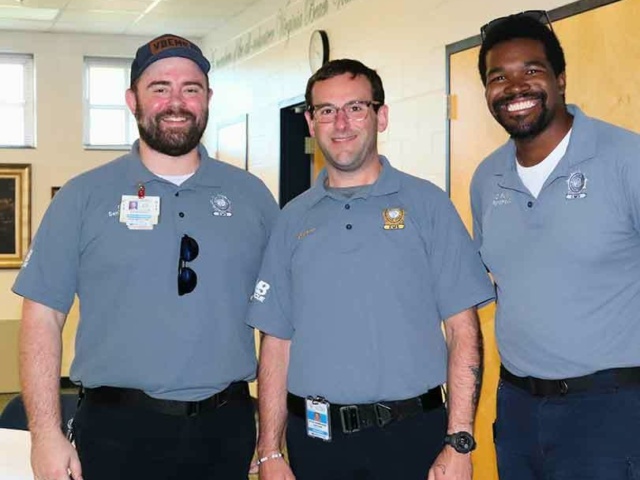 Senior Paramedic Collin Kearney Capt Kyle Hanrahan and EMS Recruiter Derek Fuller