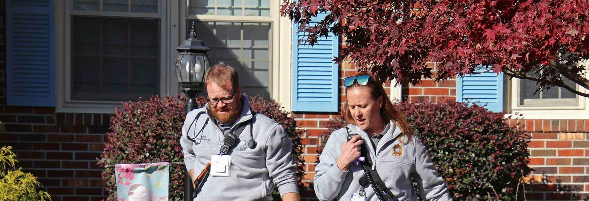 Volunteers walking to an assignment