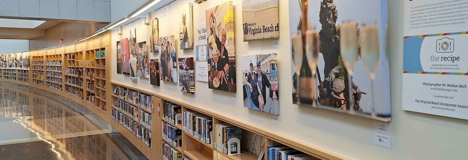 Library bookshelfs and art gallery