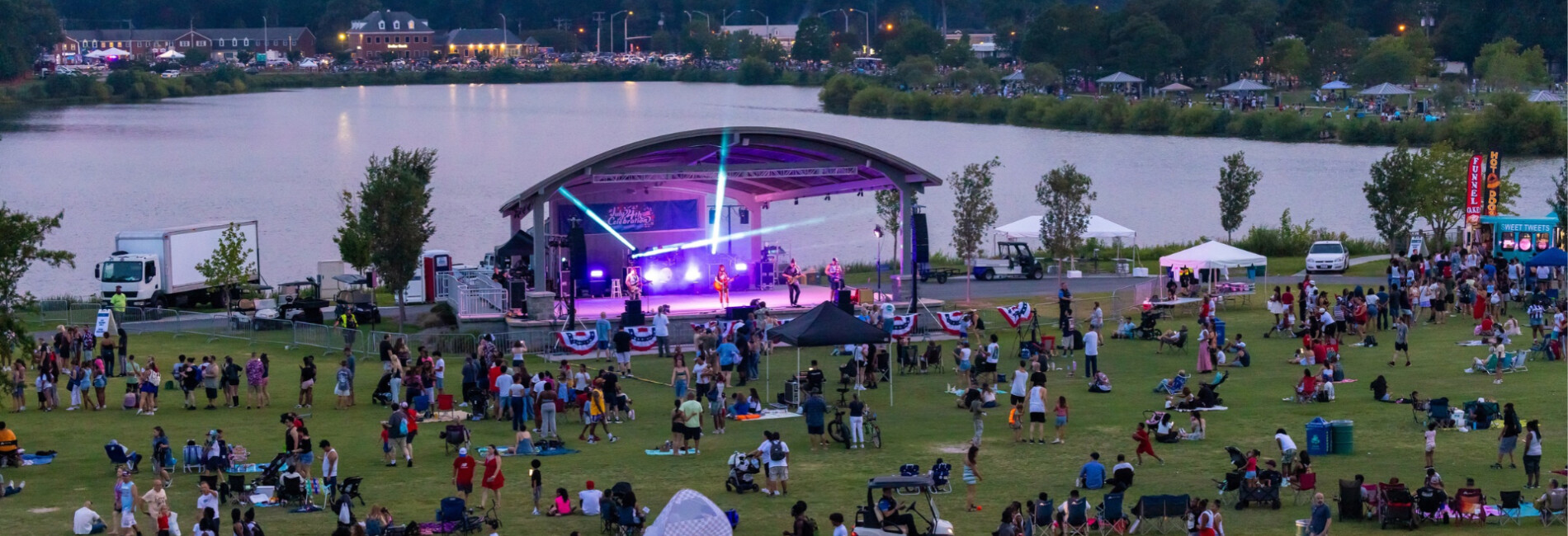 Mount Trashmore stage with concert and attendees