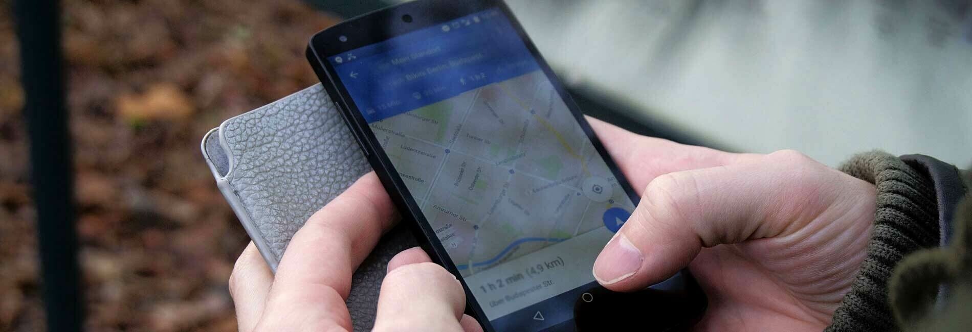 Mobile Phone with Map App Open