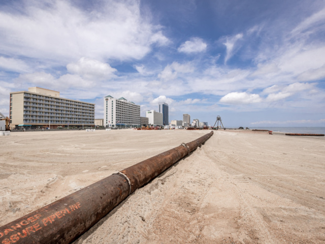 Length of dredge pipe along beach