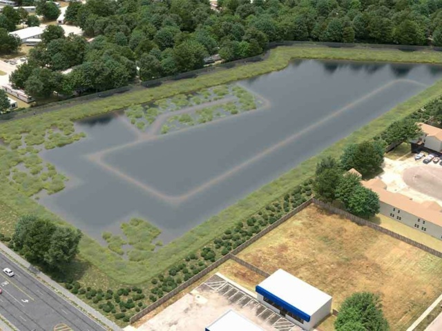 Aerial View of Proposed Stormwater Management Facility located on City Owned Parcels South of Virginia Beach Boulevard