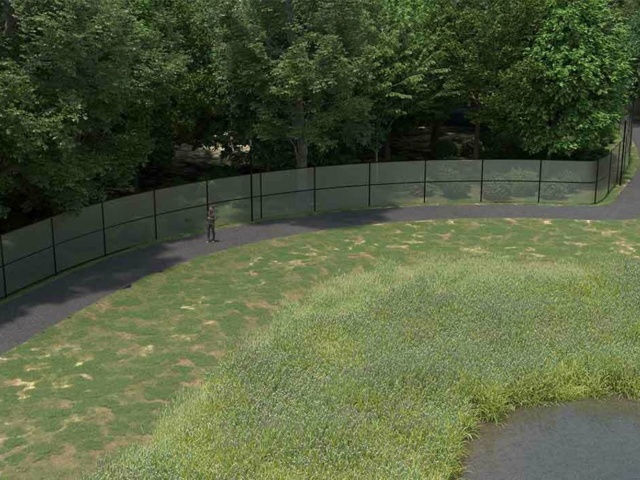 Oblique View of Proposed Stormwater Management Facility Fencing and Shared Use Path leading south towards Norfolk Avenue
