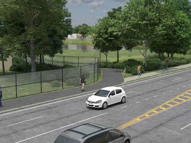 Street View from Virginia Beach Boulevard of Proposed Stormwater Management Facility Fencing and Shared Use Path