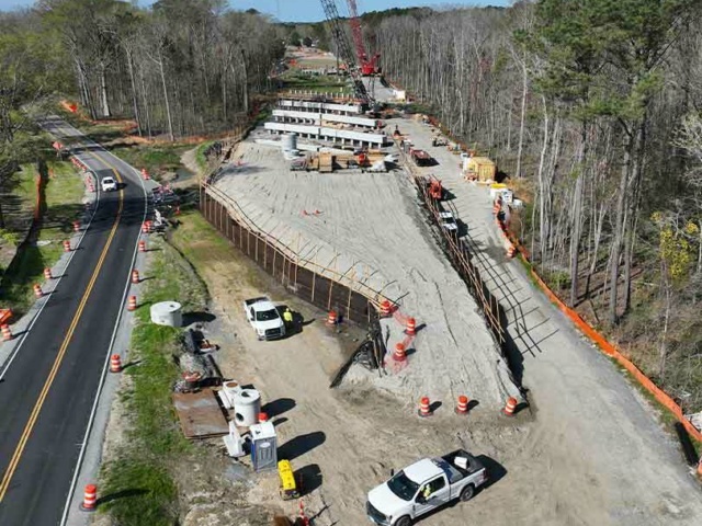 4 Eastern approach to new roadway bridge and current bypass road on east side of North Landing River